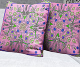 26" X 26" Pink And Green Blown Seam Floral Indoor Outdoor Throw Pillow