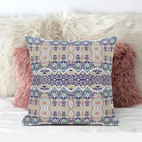 16" X 16" Beige And White Blown Seam Paisley Indoor Outdoor Throw Pillow