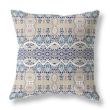 18" X 18" Beige And White Blown Seam Paisley Indoor Outdoor Throw Pillow