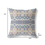 18" X 18" Beige And White Blown Seam Paisley Indoor Outdoor Throw Pillow