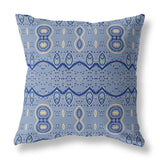 18" X 18" Muted Navy Blown Seam Paisley Indoor Outdoor Throw Pillow