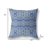 18" X 18" Muted Navy Blown Seam Paisley Indoor Outdoor Throw Pillow