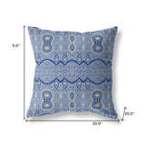 20" X 20" Muted Navy Blown Seam Paisley Indoor Outdoor Throw Pillow