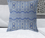 26" X 26" Muted Navy Blown Seam Paisley Indoor Outdoor Throw Pillow