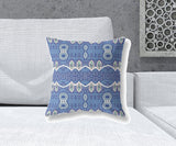 18" X 18" Muted White Blown Seam Paisley Indoor Outdoor Throw Pillow