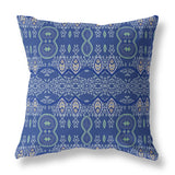 16" X 16" Navy Blue Blown Seam Paisley Indoor Outdoor Throw Pillow