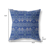 16" X 16" Navy Blue Blown Seam Paisley Indoor Outdoor Throw Pillow