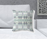 18" X 18" Off White And Beige Blown Seam Paisley Indoor Outdoor Throw Pillow