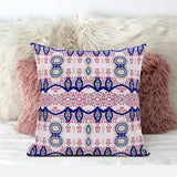 18" X 18" White And Blue Blown Seam Paisley Indoor Outdoor Throw Pillow