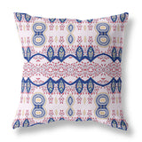 18" X 18" White And Blue Blown Seam Paisley Indoor Outdoor Throw Pillow