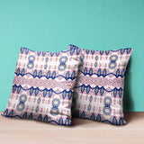 18" X 18" White And Blue Blown Seam Paisley Indoor Outdoor Throw Pillow