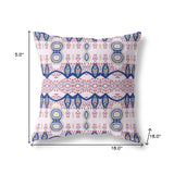 18" X 18" White And Blue Blown Seam Paisley Indoor Outdoor Throw Pillow