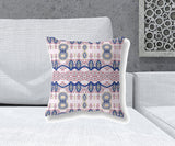 18" X 18" White And Blue Blown Seam Paisley Indoor Outdoor Throw Pillow