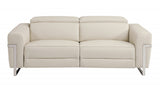 83" Beige And Silver Italian Leather USB Sofa