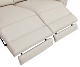 83" Beige And Silver Italian Leather USB Sofa