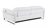 83" White And Silver Italian Leather USB Sofa