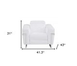 41" White Italian Leather Power Recliner Chair