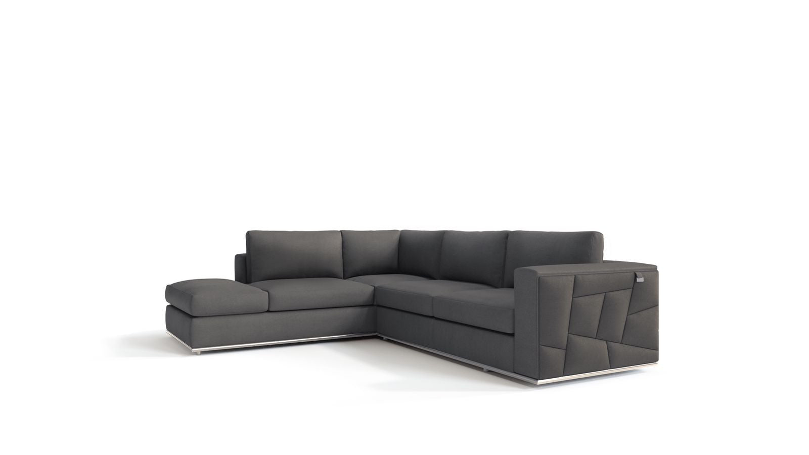 Dark Gray Italian Leather Reclining L Shaped Two Piece Corner Sectional