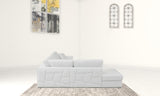 White Italian Leather Reclining L Shaped Two Piece Corner Sectional