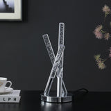 15" Silver Acrylic and Metal Three Rod Abstract  Table Lamp