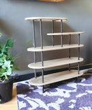 58" White and Gray Iron and Solid Wood Five Tier Bookcase