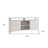 60" White Oak Manufactured Wood Cabinet Enclosed Storage TV Stand