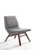 22" Grey And Walnut Solid Color Lounge Chair With Ottoman