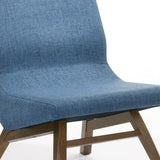 22" Blue And Walnut Solid Color Lounge Chair With Ottoman