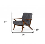 24" Grey And Walnut Solid Color Arm Chair