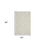 5' X 7' Gray And Ivory Geometric Stain Resistant Indoor Outdoor Area Rug