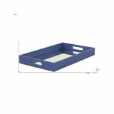 16" Navy Blue Rectangular Wood Handmade Tray With Handles