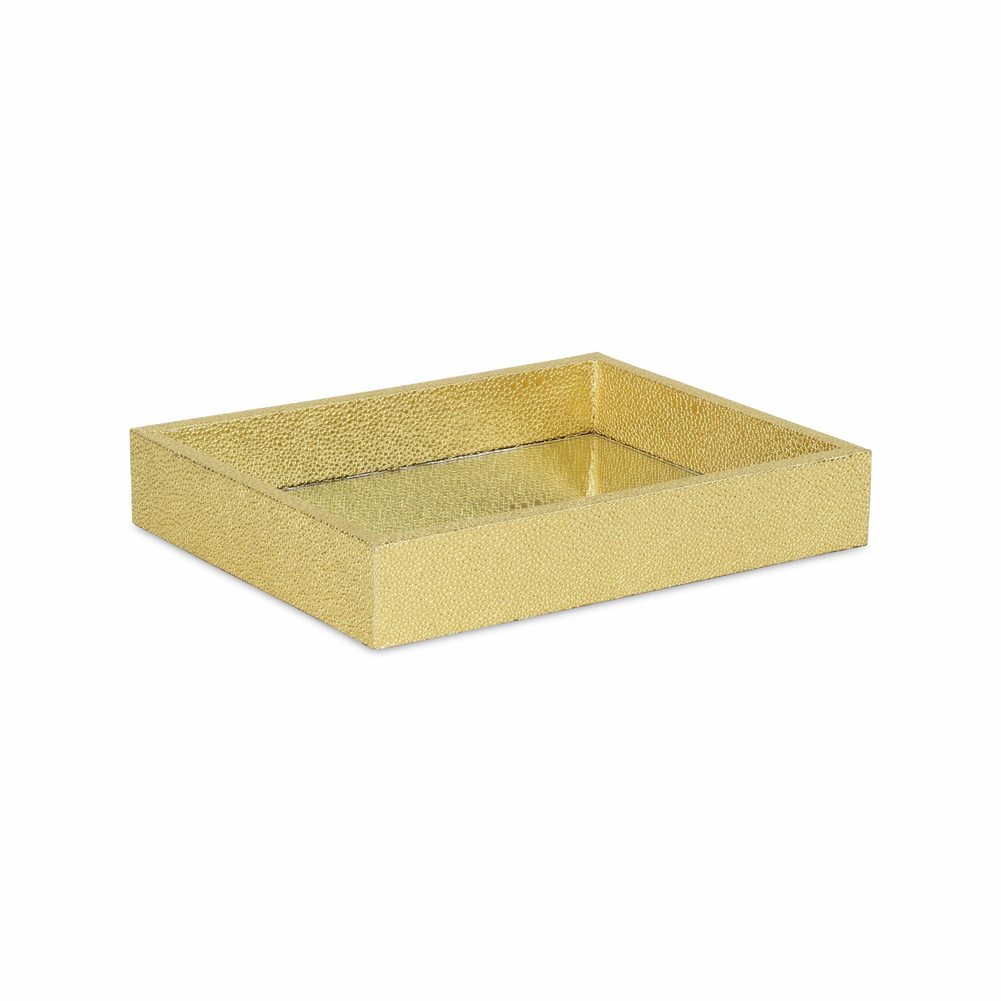 10" Gold Rectangular Wood Handmade Tray