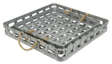 Set Of Two 17" Gray Rectangular Metal Handmade Trays With Rope Handles