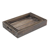 19" Brown Rectangular Wood Handmade Tray With Handles