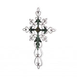 28" Green and Gold Metal Hanging Cross Wall Decor