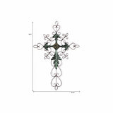 28" Green and Gold Metal Hanging Cross Wall Decor