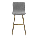 Set of Two 29" Gray And Gold Steel Bar Height Bar Chairs