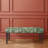 42" Green and Blue Tufted Floral Upholstered Bench