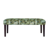 42" Green and Blue Tufted Floral Upholstered Bench