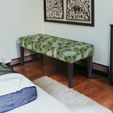 42" Green and Blue Tufted Floral Upholstered Bench