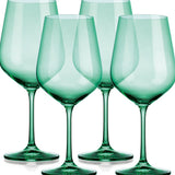 Set of Four Translucent Pale Green Large Wine Glasses
