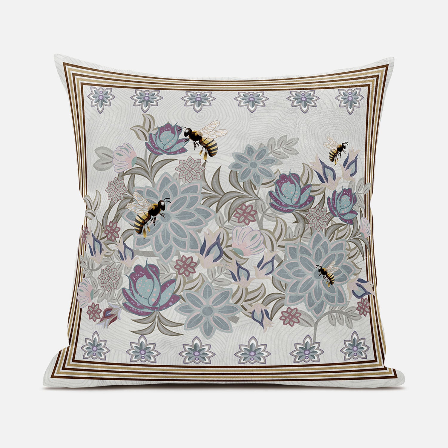 20x20 Pink Gray Bee Blown Seam Broadcloth Animal Print Throw Pillow