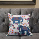 18x18 Blue Pink Gray Elephant Blown Seam Broadcloth Animal Print Throw Pillow