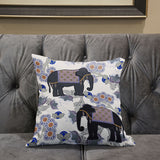 20x20 Gray Black Blue Elephant Blown Seam Broadcloth Animal Print Throw Pillow