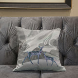 16x16 Gray Green Deer Blown Seam Broadcloth Animal Print Throw Pillow