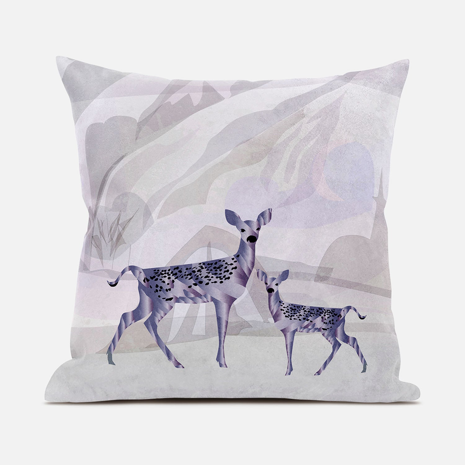 16x16 BeigeBlack Purple Brown Deer Blown Seam Broadcloth Animal Print Throw Pillow