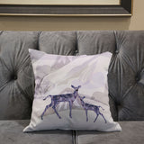 16x16 BeigeBlack Purple Brown Deer Blown Seam Broadcloth Animal Print Throw Pillow