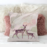 18x18 Black Pink Deer Blown Seam Broadcloth Animal Print Throw Pillow