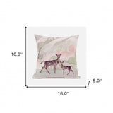 18x18 Black Pink Deer Blown Seam Broadcloth Animal Print Throw Pillow