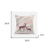 20x20 Black Pink Deer Blown Seam Broadcloth Animal Print Throw Pillow